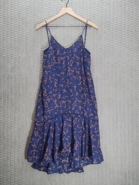 Pharaoh Kira Cotton A-line Drop Waist Slip Dress-Navy-Terracotta-Sz 2/S